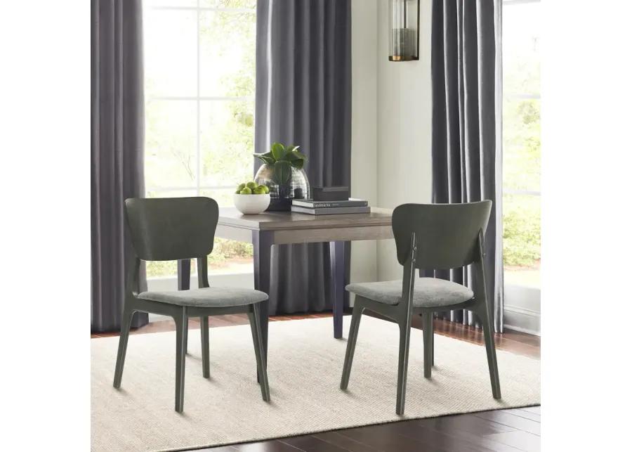 Kalia Wood Dining Chair in Gray Finish with Gray Fabric - Set of 2