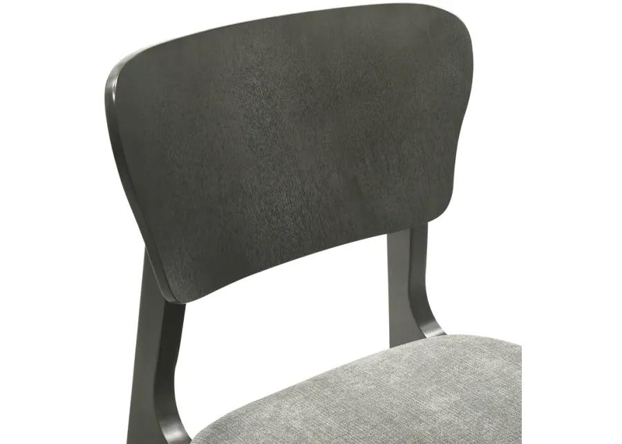 Kalia Wood Dining Chair in Gray Finish with Gray Fabric - Set of 2