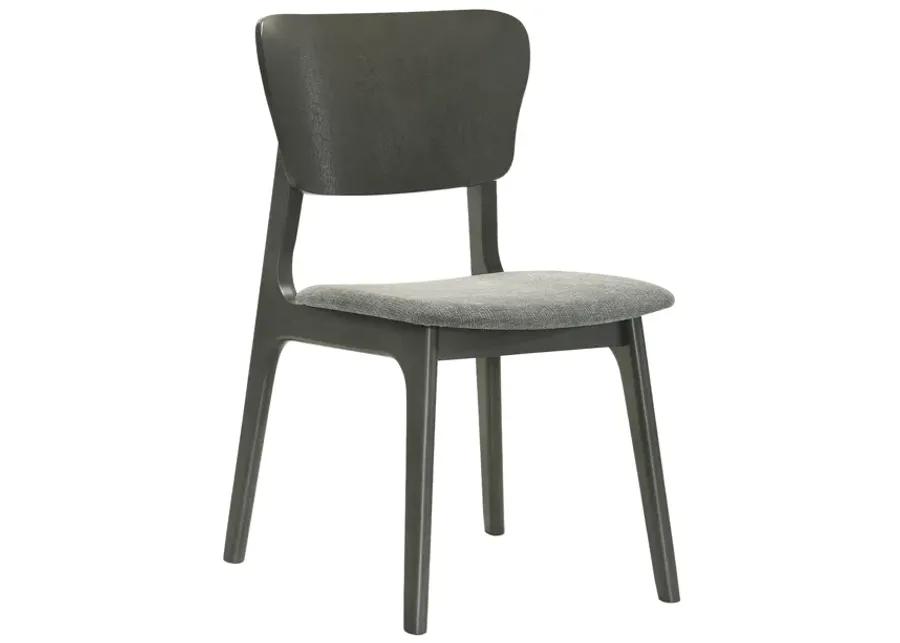 Kalia Wood Dining Chair in Gray Finish with Gray Fabric - Set of 2