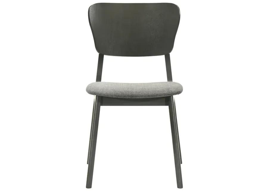 Kalia Wood Dining Chair in Gray Finish with Gray Fabric - Set of 2