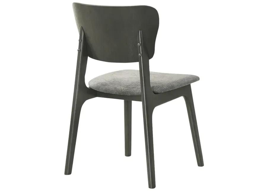 Kalia Wood Dining Chair in Gray Finish with Gray Fabric - Set of 2