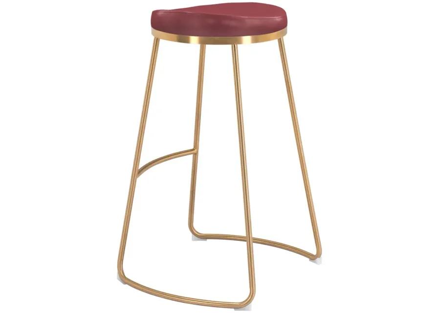 Bree Barstool (Set of 2) Burgundy & Gold