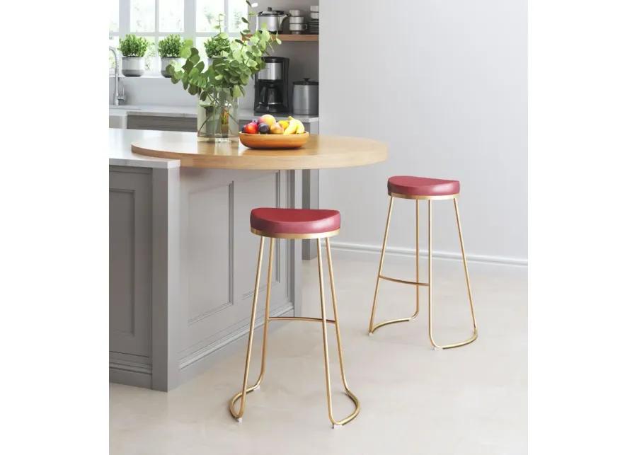 Bree Barstool (Set of 2) Burgundy & Gold