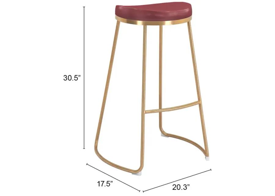 Bree Barstool (Set of 2) Burgundy & Gold