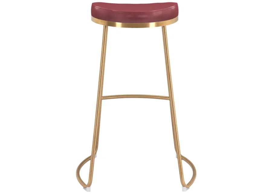 Bree Barstool (Set of 2) Burgundy & Gold