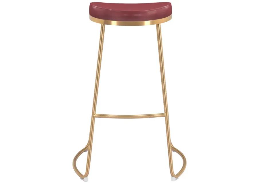 Bree Barstool (Set of 2) Burgundy & Gold