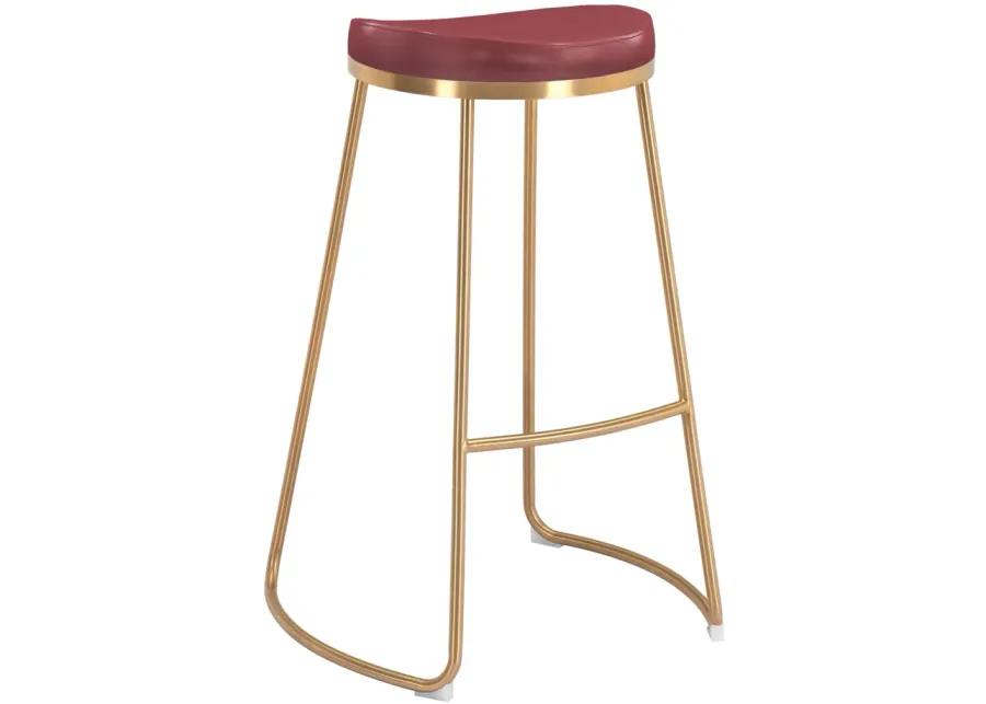 Bree Barstool (Set of 2) Burgundy & Gold