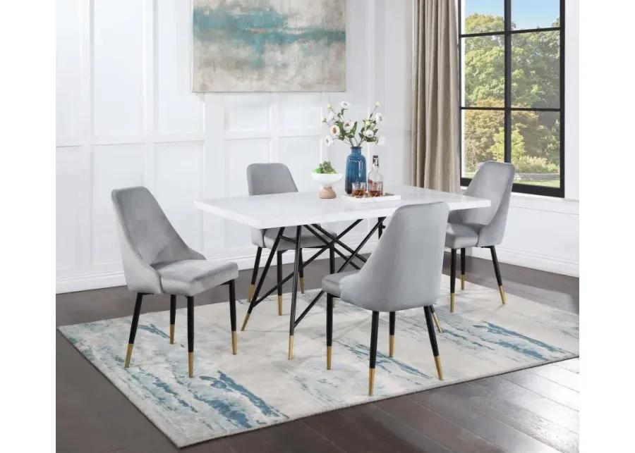 Gabrielle 5-piece Marble Top Rectangular Dining Table Set White and Grey