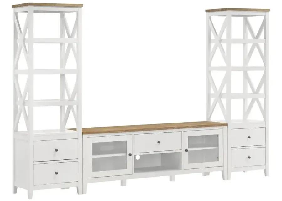 Angela 3-piece Entertainment Center With 67" TV Stand Brown and White