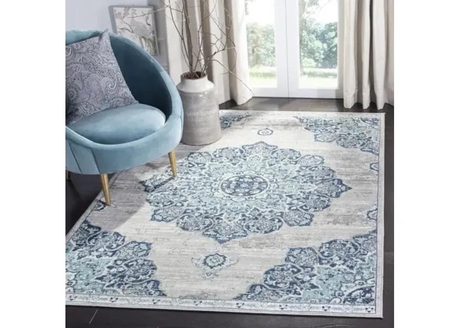 Brentwood 849 Navy / Light Grey 3' X 5' Small Rectangle Powerloomed Rug