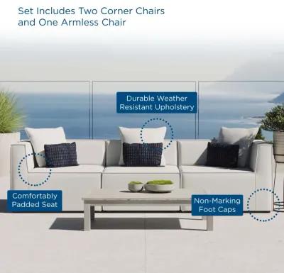 Saybrook Outdoor Patio Upholstered 3-Piece Sectional Sofa