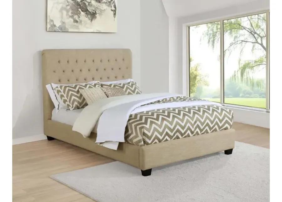 Christa Tufted Upholstered Full Bed Oatmeal