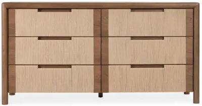 Corda Oak Wood 6-Drawer Dresser in Two-Tone Brown