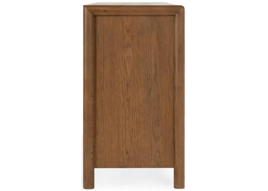 Corda Oak Wood 6-Drawer Dresser in Two-Tone Brown