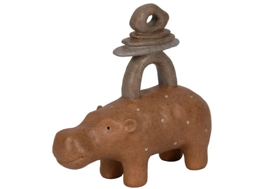 8" Hippo With Stacked Stones, Multi