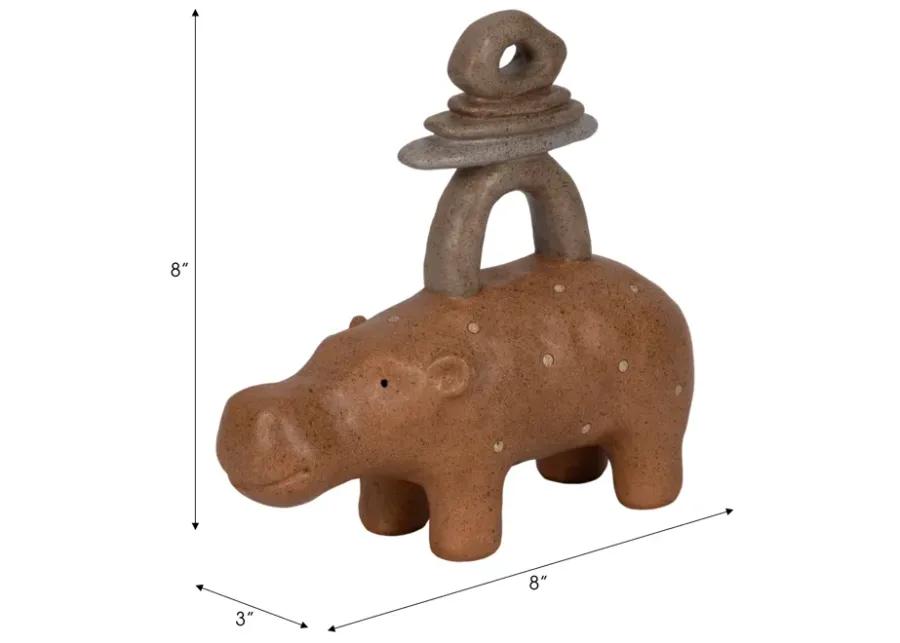 8" Hippo With Stacked Stones, Multi