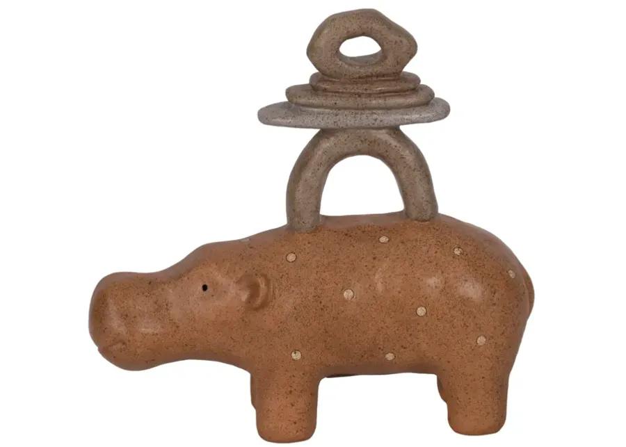 8" Hippo With Stacked Stones, Multi