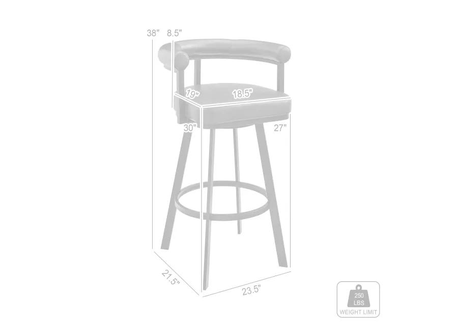 Nolagam Swivel Bar Stool in Black Metal with Light Gray Faux Leather