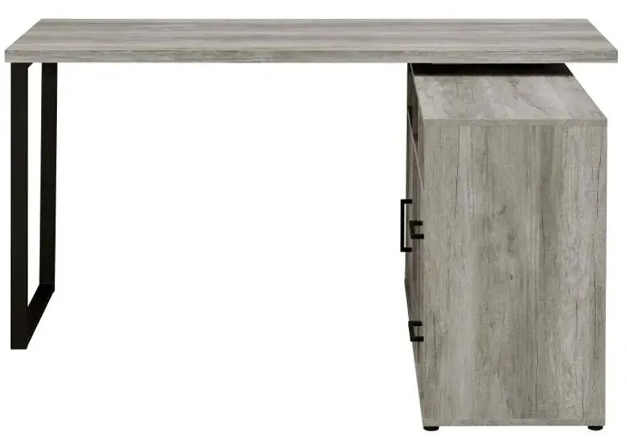 Abertillery L-Shape Office Desk with Storage Grey Driftwood