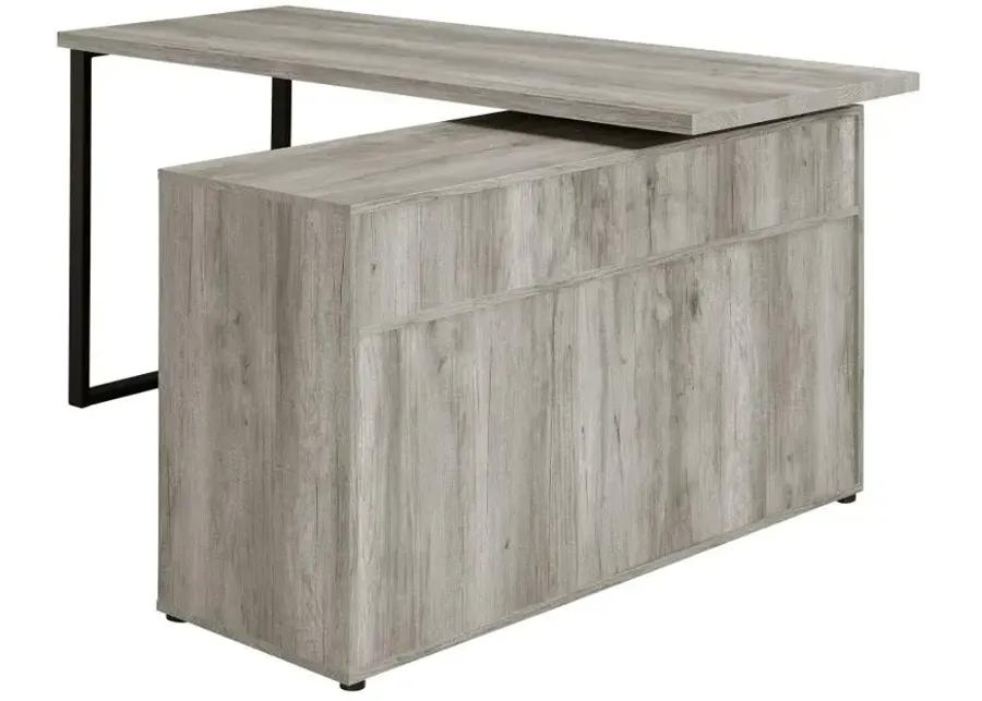 Abertillery L-Shape Office Desk with Storage Grey Driftwood