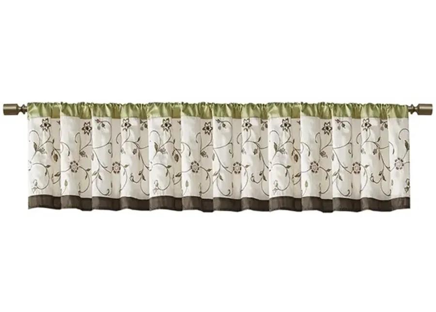 Madison Park Serene Green Embroidered Window Valance