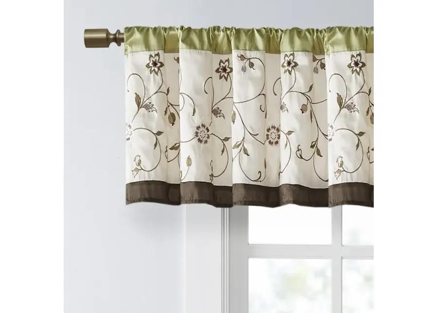 Madison Park Serene Green Embroidered Window Valance