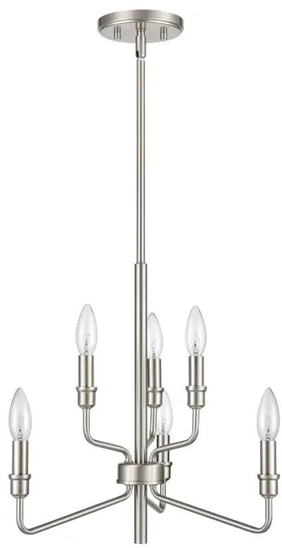 Saginaw 18" Wide 6-Light Chandelier - Satin Nickel