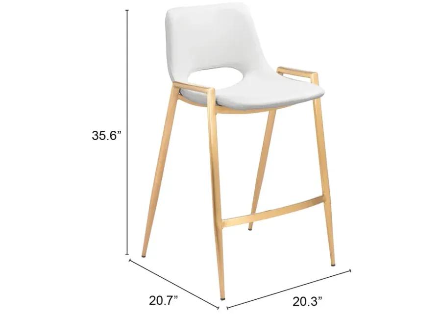 Desi Counter Stool (Set of 2) White & Gold