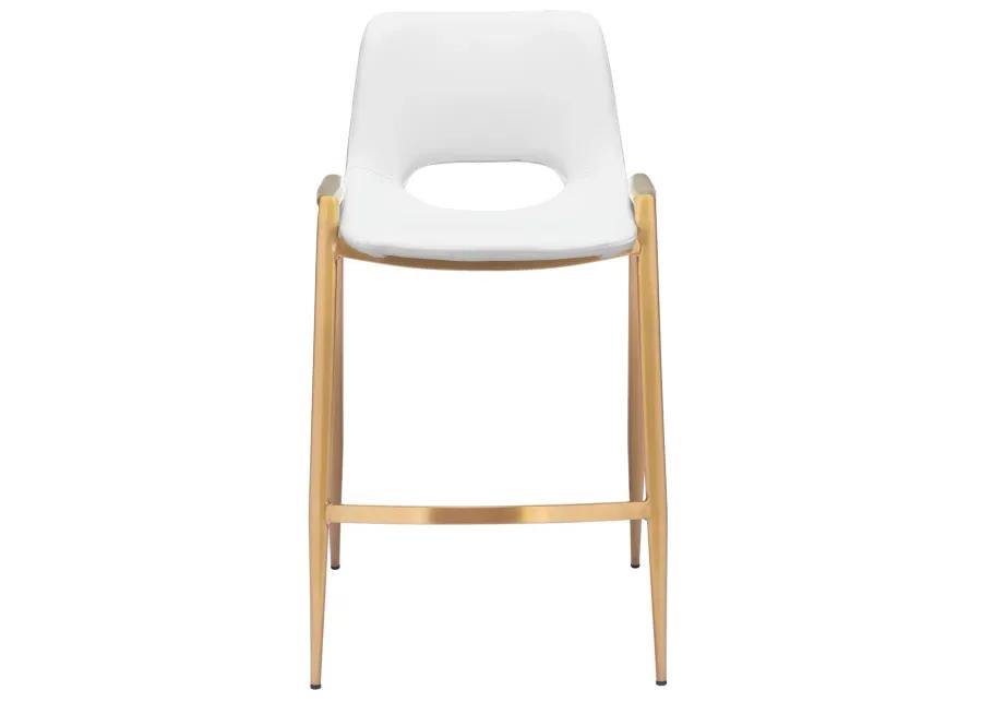 Desi Counter Stool (Set of 2) White & Gold