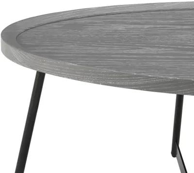 Niklaus 47" Oval Coffee Table in Gray with Black Base