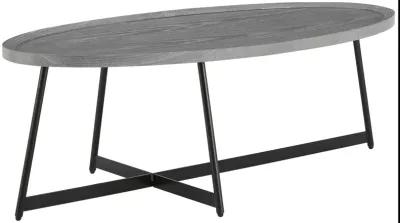 Niklaus 47" Oval Coffee Table in Gray with Black Base