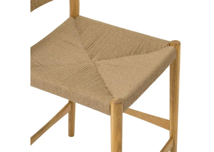 Erie Woven Paper Cord and Oak Wood Counter Stool