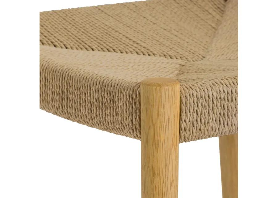 Erie Woven Paper Cord and Oak Wood Counter Stool