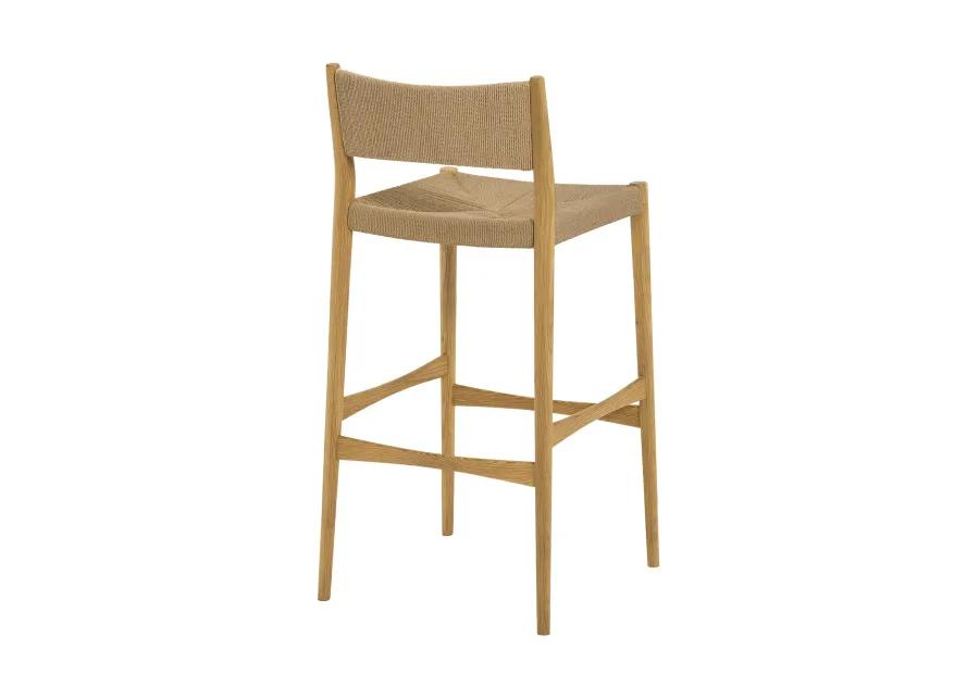 Erie Woven Paper Cord and Oak Wood Counter Stool