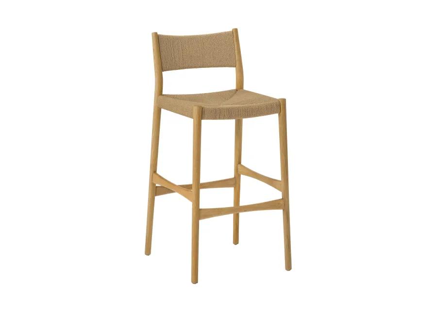 Erie Woven Paper Cord and Oak Wood Counter Stool