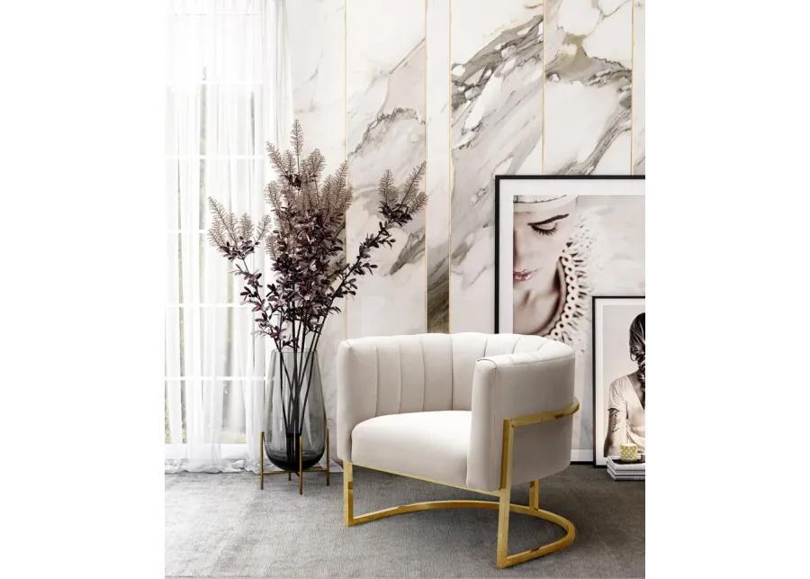 magnolia spotted cream chair with gold