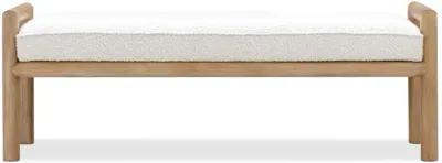 Dorsey Boucle Upholstered Wooden Bench in Granola and Ricotta