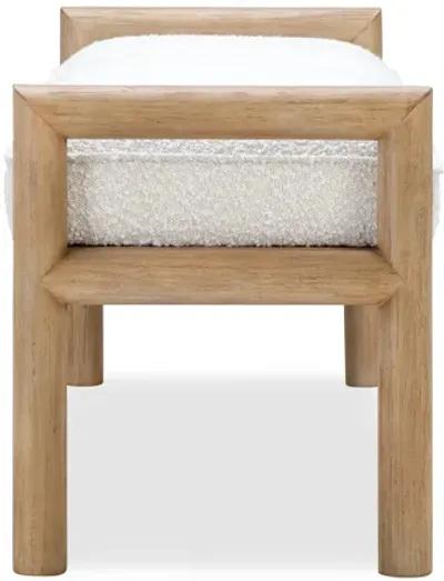 Dorsey Boucle Upholstered Wooden Bench in Granola and Ricotta