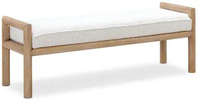 Dorsey Boucle Upholstered Wooden Bench in Granola and Ricotta