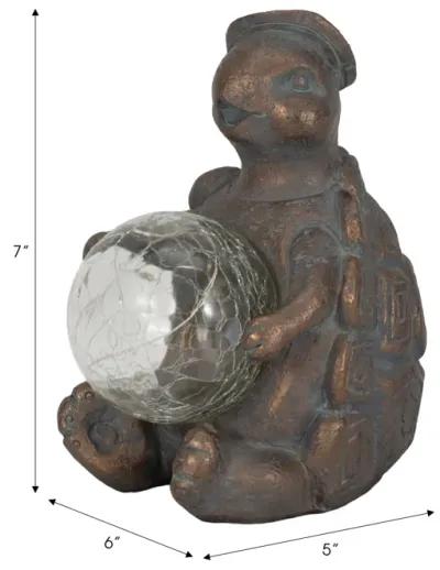 7" Turtle With Solar Orb, Antique Copper