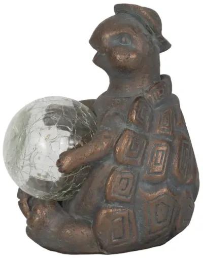 7" Turtle With Solar Orb, Antique Copper