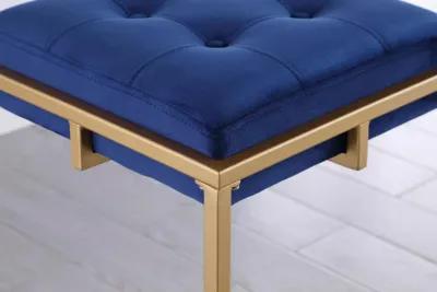 Nadia Square Padded Seat Bar Stool (Set of 2) Blue and Gold