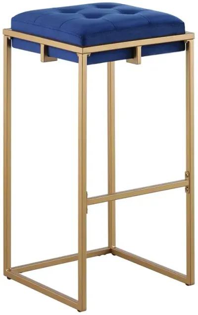 Nadia Square Padded Seat Bar Stool (Set of 2) Blue and Gold