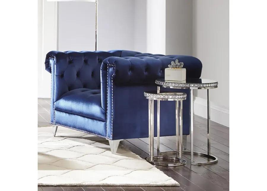 Bleker Tufted Tuxedo Arm Chair Blue