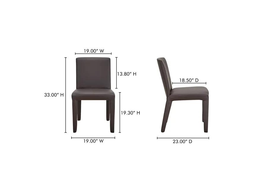 Monte Dining Chair Dark Brown Vegan Leather - Set Of Two