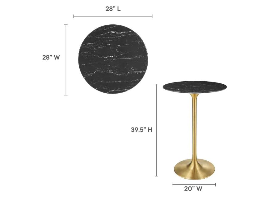 Lippa 28" Round Artificial Marble Bar Table