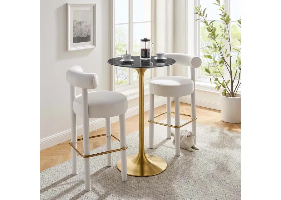 Lippa 28" Round Artificial Marble Bar Table