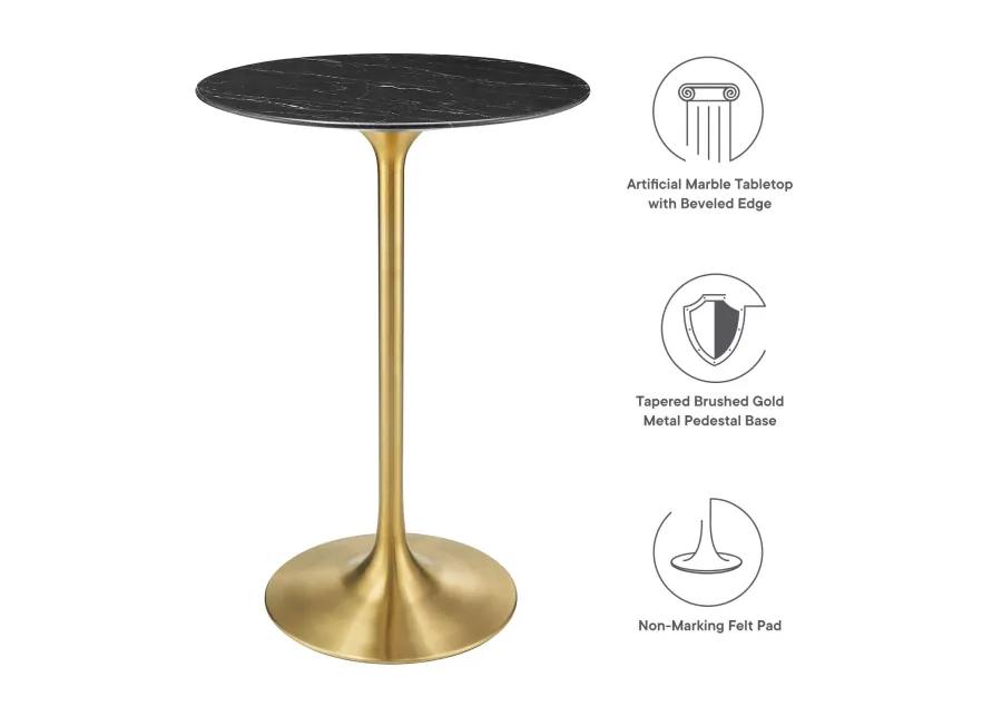 Lippa 28" Round Artificial Marble Bar Table