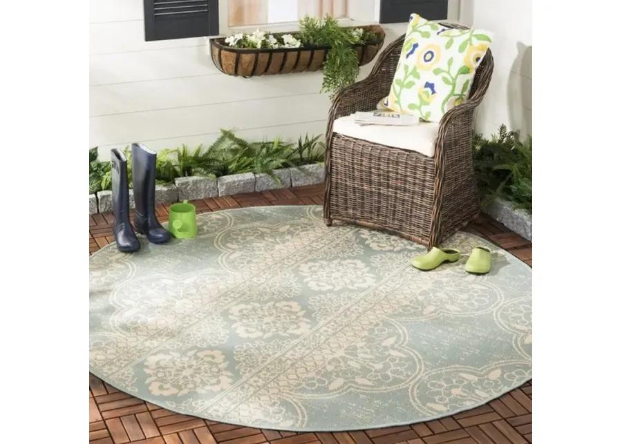 BEACH HOUSE Collection BHS174L-6R Cream / Aqua 6'-7" X 6'-7" Round