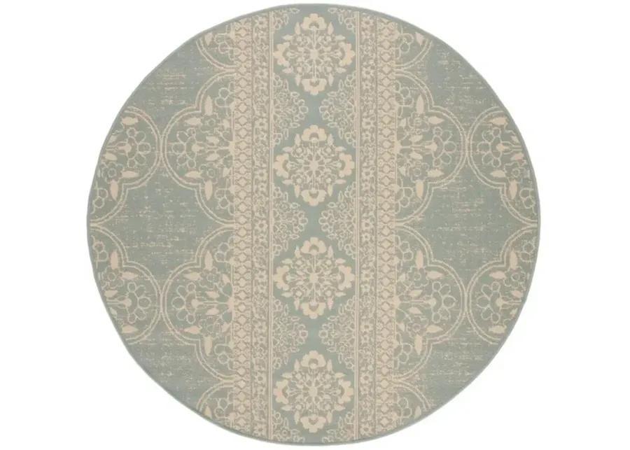 BEACH HOUSE Collection BHS174L-6R Cream / Aqua 6'-7" X 6'-7" Round